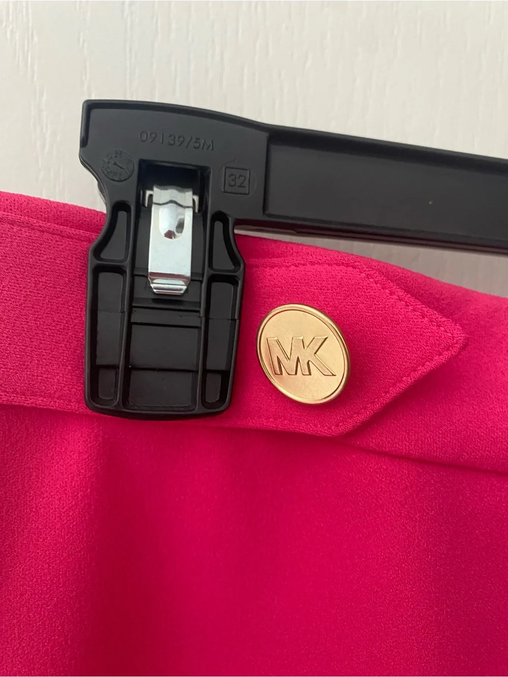 Michael Kors Hot Pink Mini Skirt with Gold Logo Buttons